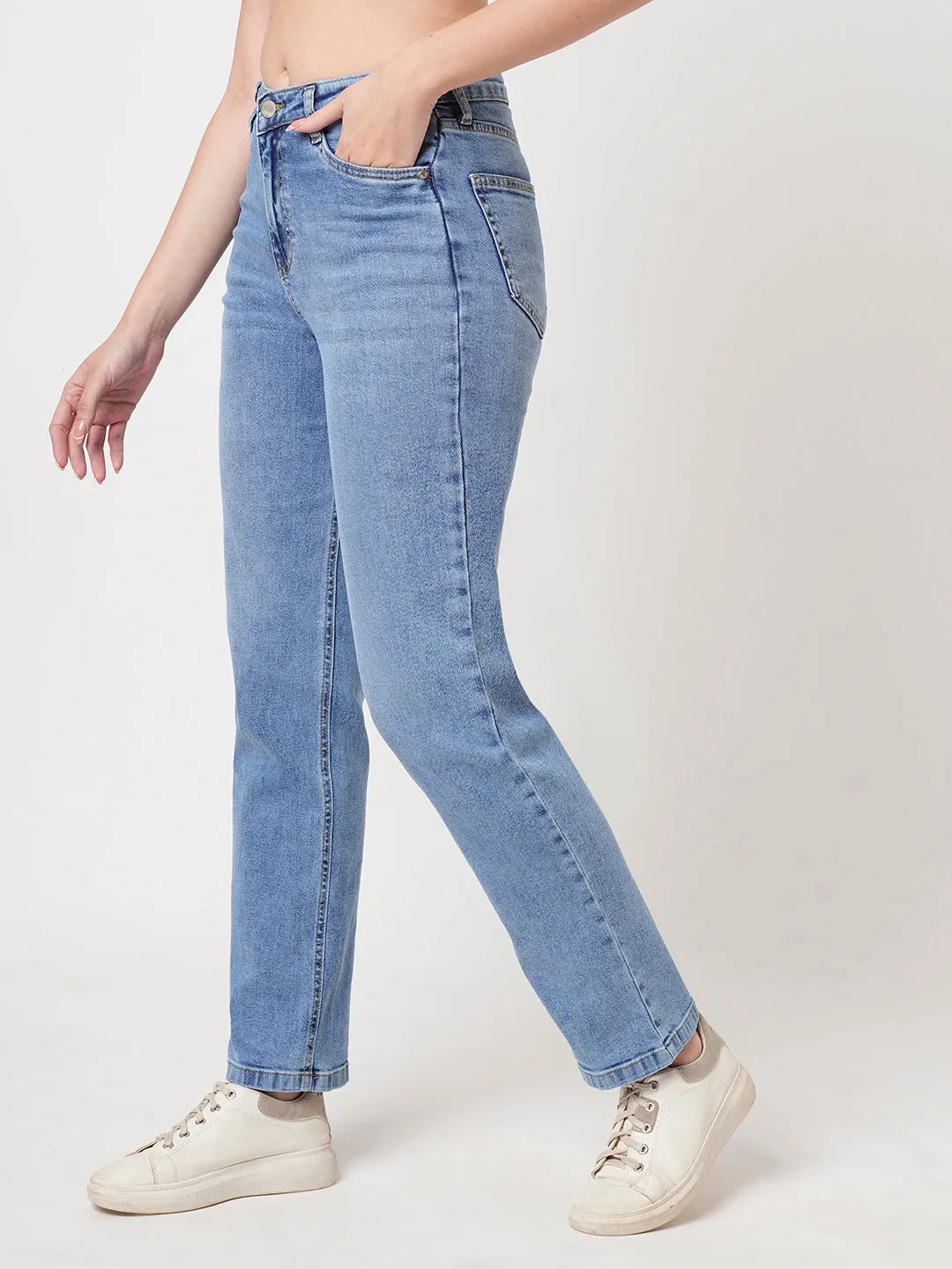 Women Blue Relax Straight Jeans