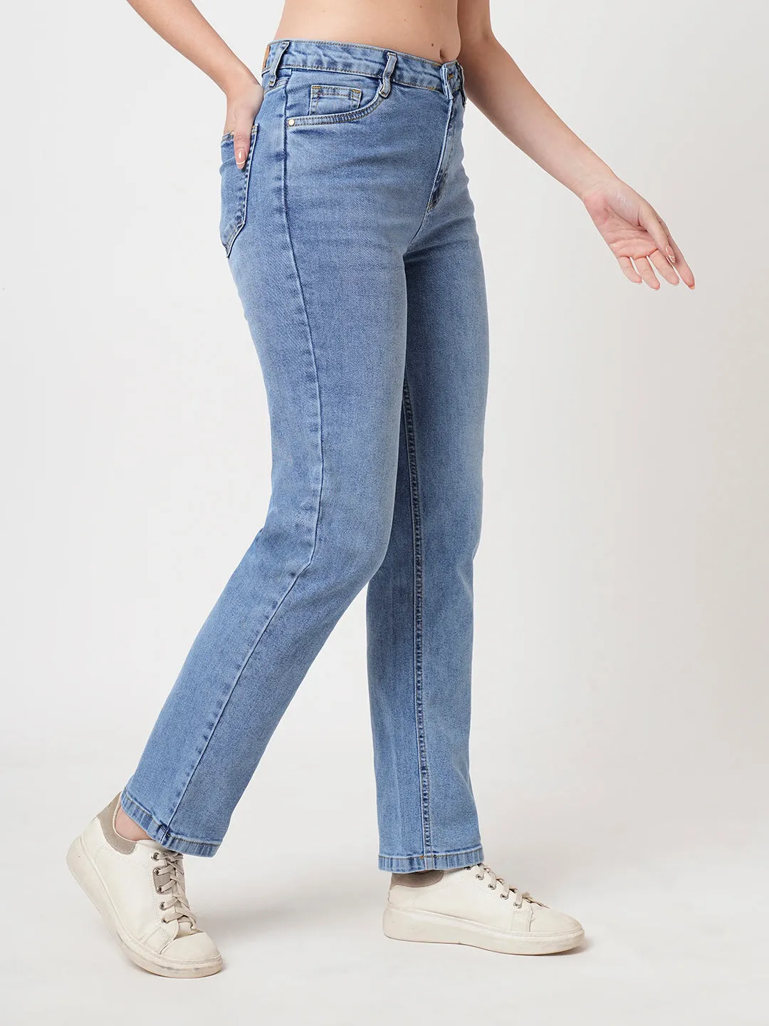 Women Blue Relax Straight Jeans