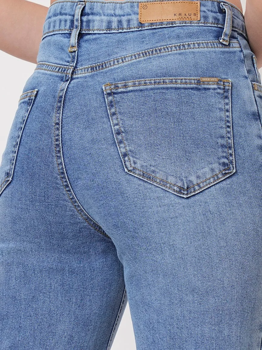 Women Blue Relax Straight Jeans
