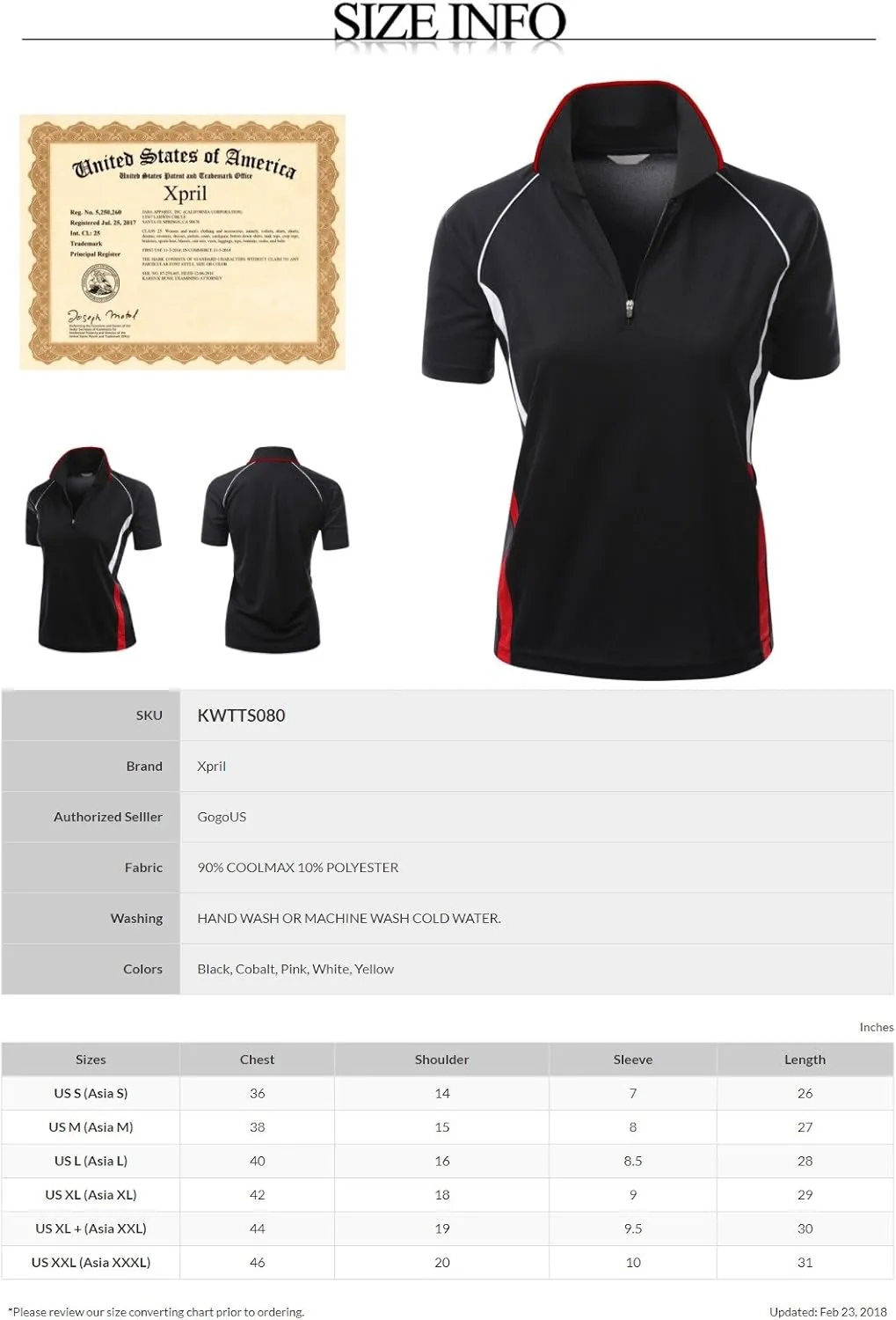 Women's Coolon 2 Tone Collar Zipup Polo T-Shirt