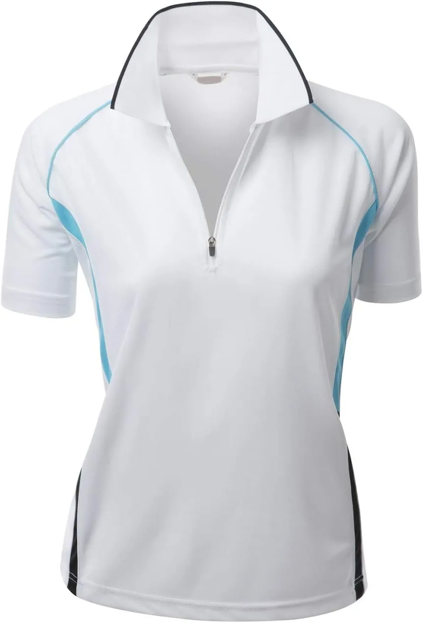 Women's Coolon 2 Tone Collar Zipup Polo T-Shirt