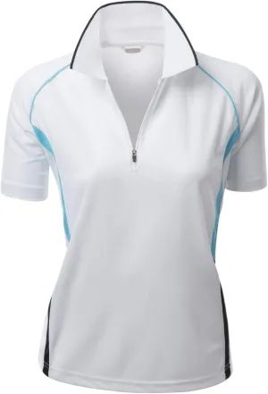 Women's Coolon 2 Tone Collar Zipup Polo T-Shirt