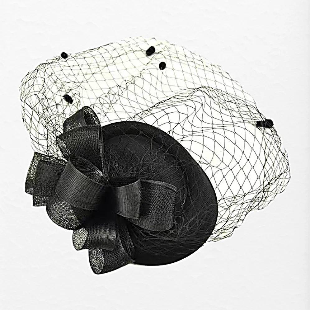 Women's Fascinator Vintage Bridal Wedding Feather Mesh Costume Headpiece Loops