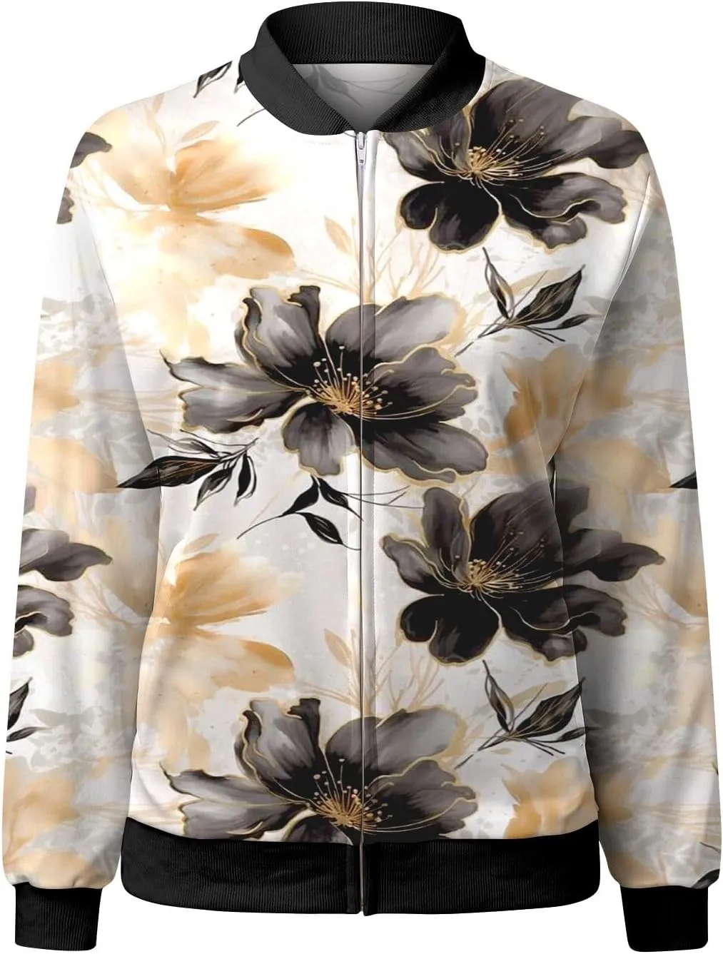 Womens Lightweight Bomber Biker Jacket Zip Up Windbreaker Crop Bomber Jacket Coat with Pockets 2024 Fall Outfits