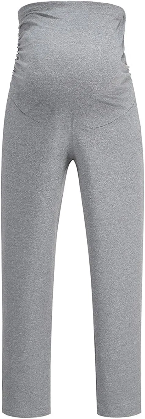 Women's Solid Color Slim Stretch Comfortable Casual Straight Leg Maternity Pants White Palazzo Pants for Women